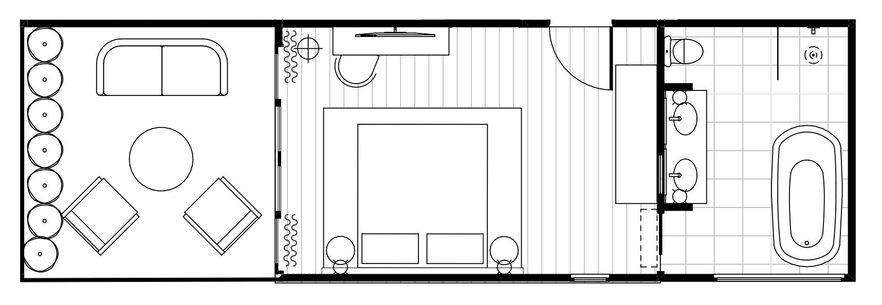 Layout of the room for the Courtyard Studio
