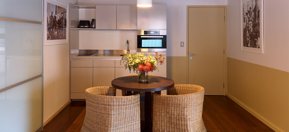 Image of kitchenette in the Courtyard Suite