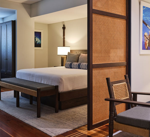 Image through to the main bedroom from lounge of Master Pearlers