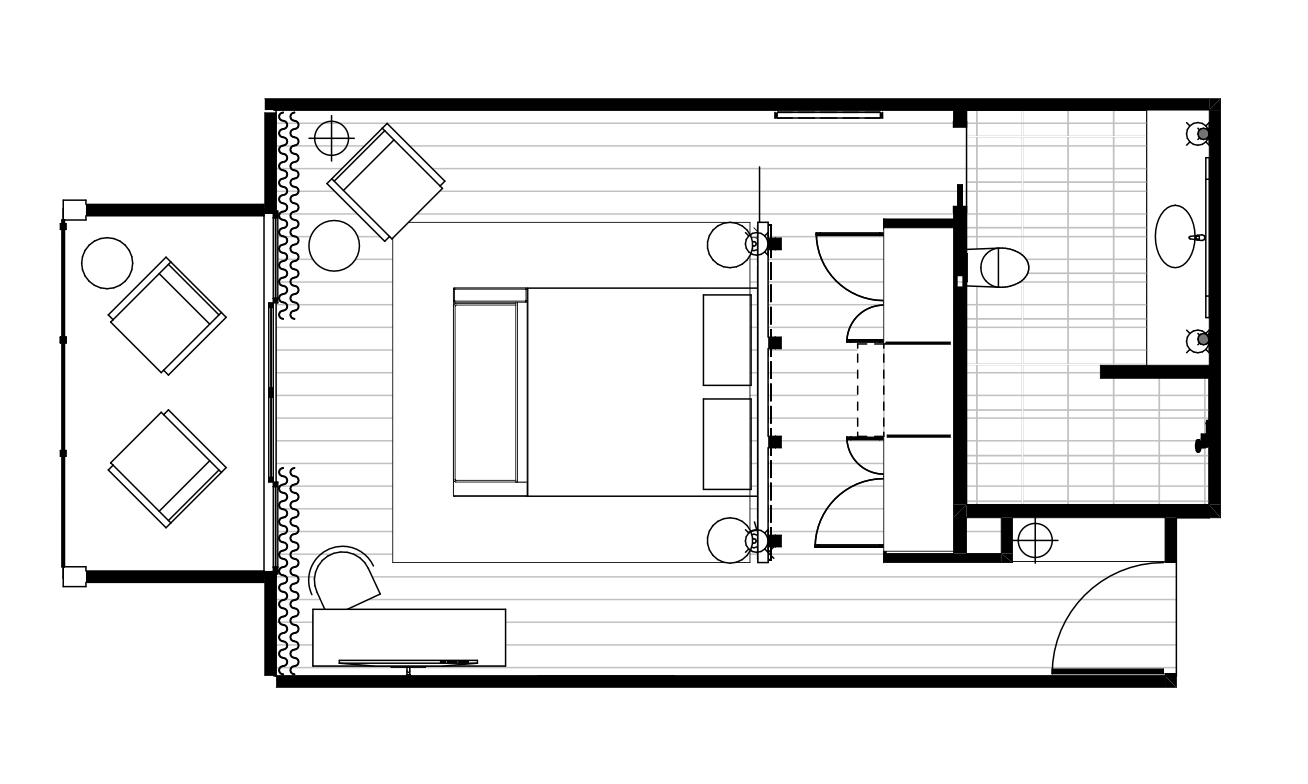 Plan view of the Pinctada poolview king room